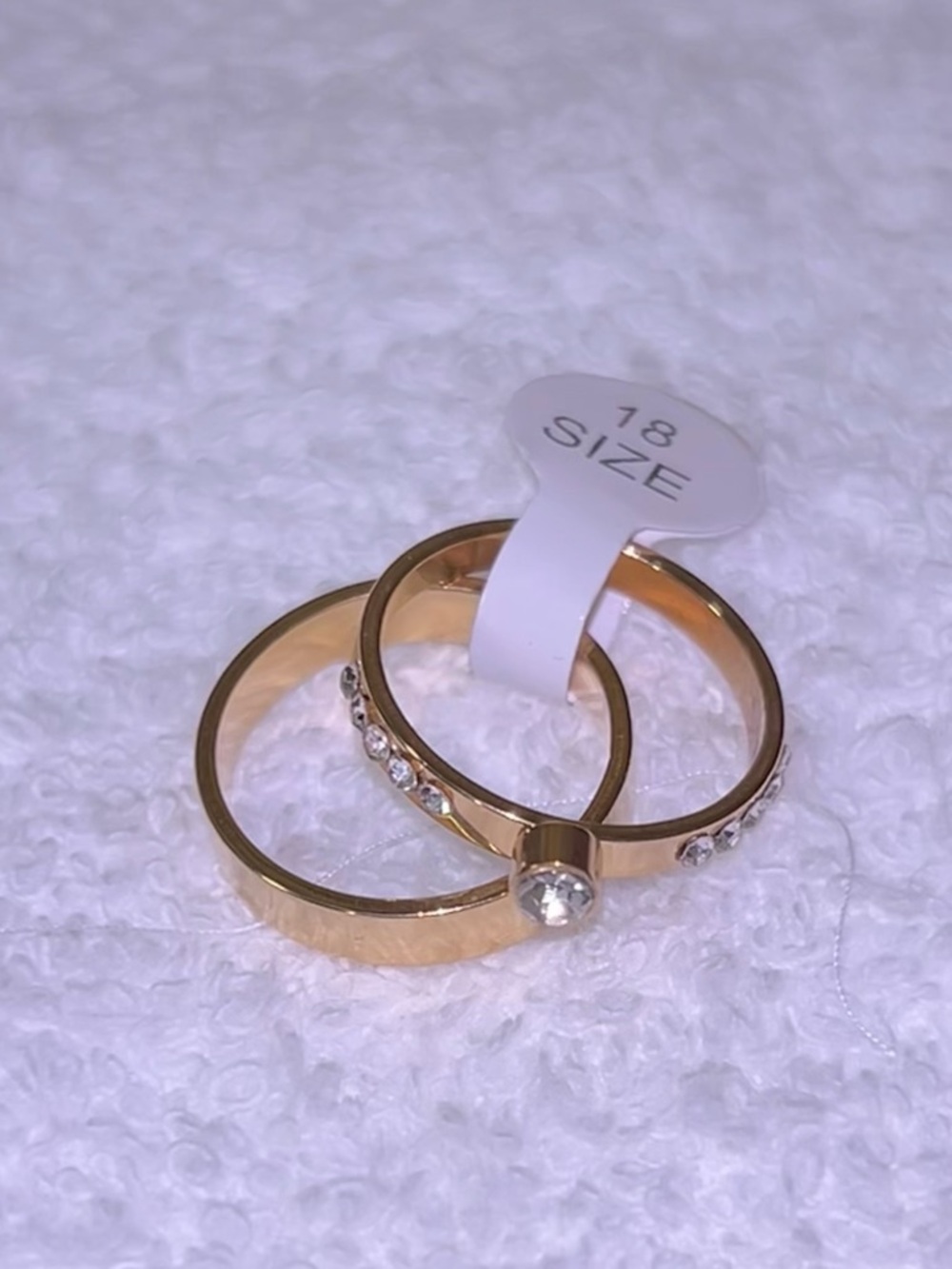 Gold Tone Women's Ring Set with Crystal Accents - Size 18